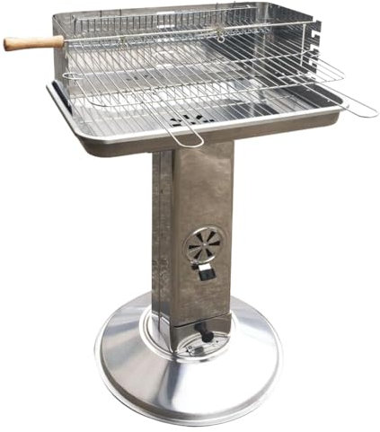 Barbecue a carbone, acciaio inox, con spiedo per girarrosto