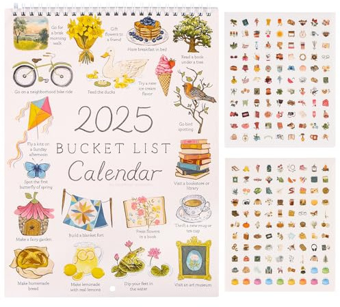 Calendario de pared 2025, lista de deseos, calendario de pared 2025, lista de tareas y notas, calendario de pared grande con doble espiral, calendario de pared para planificar u organizar