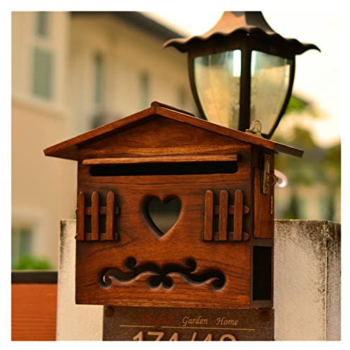 Cassette postali a parete Cassetta postale in legno Cassetta delle lettere in legno intagliato Villa Company Suggestion Box Scatola portaoggetti Giardinaggio Cassetta postale creativa Home per uso est