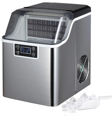 Machine à glaçons commerciale, fabrication de glace rapide en 10 minutes/épaisseur de glace réglable/minuterie de réservation 24 heures, avec pelle,Self-absorbing-water-30KG