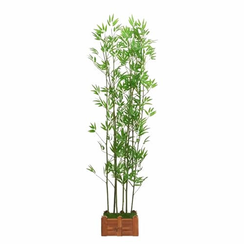 Planta artificial grande Árbol artificial Planta Bambu Plantas Planta Artificial de Interior y Exterior, Separador de Espacios Verdes/Valla de Privacidad de Bambú Decorativas Hogar(L:30CM-6 HOLE_1.2M