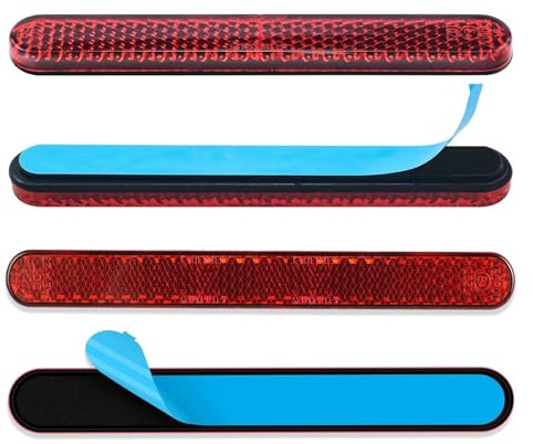 ZSOPN 4 Pack Katzenaugen Reflektoren100 x 13 x 7 mm Motorrad Fahrrad E4reflektor rot Rechteckig Reflektor Selbstklebend Reflektor Klebeband,Katzenaugen Reflektoren für Motorrad Fahrrad Scooter