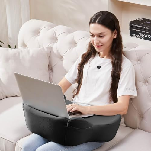 cooloo8 Lap Desk Reading Pillow Laptop Pillow for Lap, Portlands Portable Desk Pad for Bed Couch Car (Black)