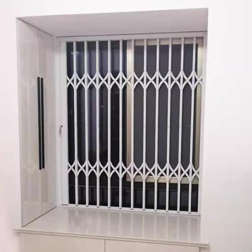 Inferriate per Finestre Cancelletto di Sicurezza per Finestra Scorrevole Bianco, Parapetto di Sicurezza Pieghevole Antieffrazione per Finestra, Barre di Sicurezza per Finestra Che Impediscono Cadute A