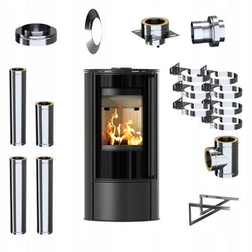 KRATKI Kaminofen aus Stahl 5,5 kw ERIK fi 150 Externer Satz Stahlofen, Schwedenofen BImSchV Stufe 2