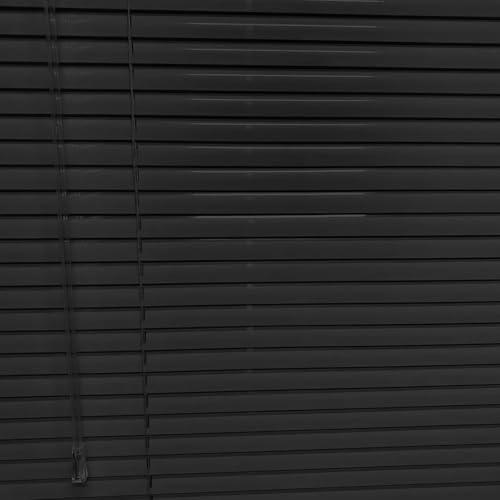 Alu Jalousie Aluminium für Innen Tür Fenster, Jalousette Rollo 25mm Lamellen, Metall Vorhang Breite 30 cm bis 200 cm, Anpassbare Größe, Sichtschutz Wärmedämmung Sonnenschutz Vorhänge(Schwarz)