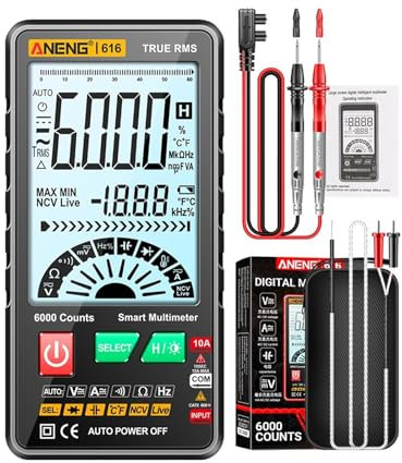 KMGUZRRWD Multimètre 616 6000 Points Voltmètre numérique AC/DC Détecteur de Courant Capacimètre Outils de Test Professionnels(616 Black with Box)