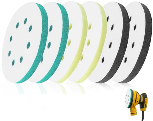 6 Stück Schleiftellerschoner Softauflagew, 125 mm Schwamm Interface Pad | Schwamm Schleifen Soft PadsKissen Pad Klett, Spezielle Ersatzpads für Schleifmaschinen (8 Löcher)