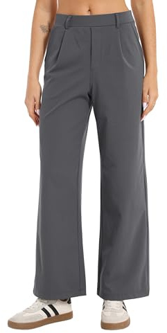 Oyamiki Marlenehose Damen Herbst Fashion Elegante Stoffhose mit Taschen Palazzo Hose Sommer Lässig Business Bequeme Hosen Gerade Geschnitten S