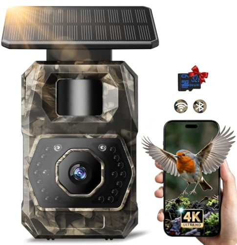 MAXDONE Wildlife Camera Solar 4K 64MP with Night Vision Motion Activated