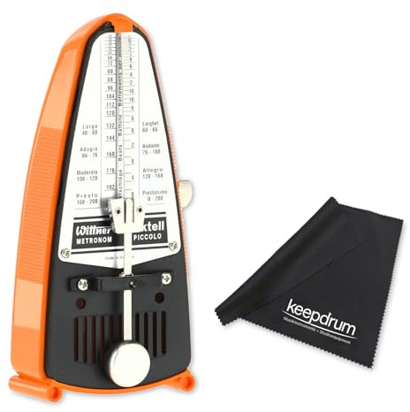 Wittner Piccolo 830231 mechanisches Metronom Orange mit keepdrum Mikrofasertuch