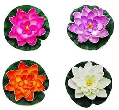 YuanHolumid 4Pcs Artificial Flowers Water Lily Foam Lotus Flower Pond Decor for Pond Patio Garden Pool Garden Accessories Creative Artificial Plants and Flowers