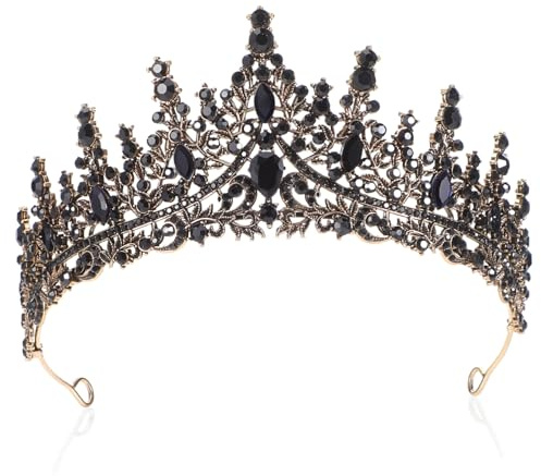 VANZACK Barocke Schwarzes Strass Diadem Hochzeit Stirnband Vintage Bridal Tiara für Frauen und Geburtstagsfeier Langlebig Leicht Elegantes Hochzeits Accessoire