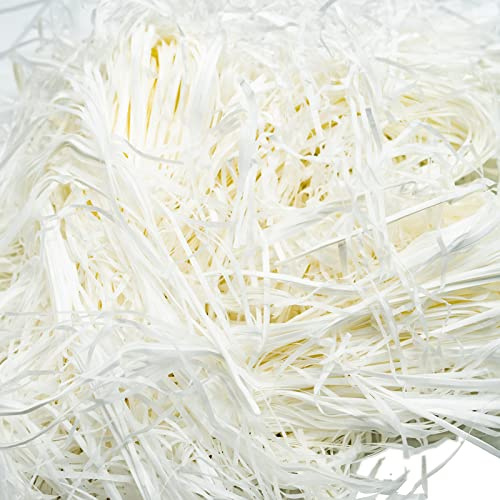 Raffia Hamper Shreds 100g Geschreddertes Seidenpapier, Geschenkfüllung, für DIY, Party, Füllung und Geschenkverpackung, für Geschenkverpackung, Geschenkverpackung, Weiß