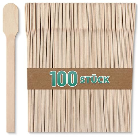 100 Rührstäbchen aus Holz – 11 cm lange Einweg Holzstäbchen aus Birkenholz – Lebensmittelecht, Kompostierbar, Für Heiß- & Kaltgetränke – Kaffee Zubehör, To Go & Barbedarf