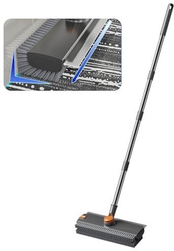 Vurlexat Multi-Angle Floor Scrub Brush with Long Handle, 4-in-1 Carpet Scrubbing Brush with 360° Rotation Head, Groove Cleaning Brush for Bathroom Bedroom Use