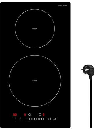 Gudsunal Plaque Induction 2 Feux Encastrable 3600 W, Puissance 9 Niveaux, Boost Rapide, Chauffage Doux, Minuterie, Sécurité Enfant, Détecteur Casserole, Tactile Coulissant,Noir Brillant