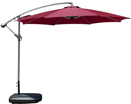 QYYZTQY Garden Parasol,9.8 FT Outdoor Cantilever Umbrella Hanging Umbrellas with Base, for Yard, & Deck (Red 2.5m)