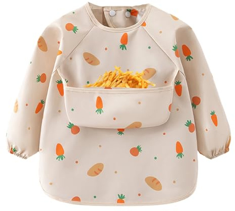 Protoence Bavoir À Manches Longues - 6-36 Mois Tablier Bébé Imperméable À Manches Douces,Bavoirs En Chemise À Longues Pour L'Alimentation - Pour Garçons Et Filles