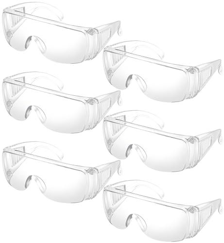 MmotZsb Schutzbrille Arbeitsschutzbrille, 6er Pack Transparente Sicherheitsbrillen Mit UV-Schutz, Für Brillenträger Geeignet, Ideal Für Labor Und Arbeitsschutz