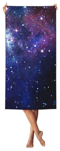 FBGHHTY Telo mare per adulti con stampa galassia blu e viola, per vacanze, piscina, picnic, yoga, coperta leggera per salotto all'aperto