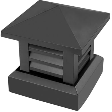 Copertura per camino con griglia in alluminio, 25,5 cm, per tetto, casa, canna fumaria, protezione da pioggia e sporco, altezza 30 cm (nero)