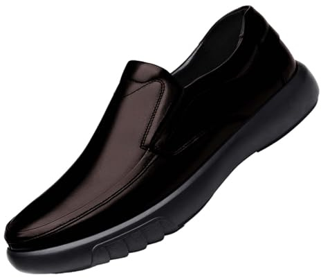 Generiska mockasiner för män, svarta, läderskor för män, utan skosnören, affärsskor, enfärgade, arbetsskor, bekväma monkstrap-skor, PU-läder, loafers, mjuka lätta slip-skor, affärsskor, BRUN, 42 EU