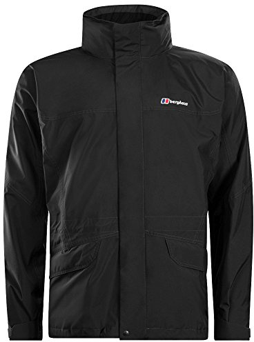 Berghaus Men's Cornice Interactive Gore-Tex Waterproof Shell Jacket | Durable Rain Coat | Breathable Waterproof Jacket, Black/Black, L