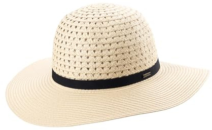 SCIPPIS Damen Sommerhut Tamala – Strohhut aus Papierstroh mit schwarzem Band, luftige Flechtung – Creme, S/M & L/XL (DE/NL/SE/PL, Alphanumerisch, S, M, Natur)