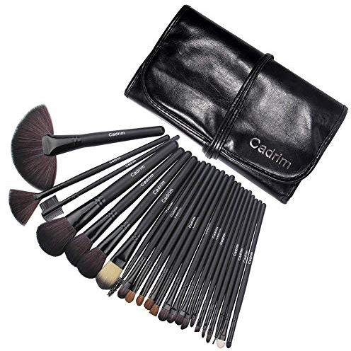 Set Pennelli Make Up Cadrim 24PCS Viso e Occhi Set di Pennelli Trucco Professionali Pennelli Fondotinta Cipria Fard Ombretto Labbra Eyeliner Fondazione Pennelli Trucchi Liquidi Creme Polveri con Borsa