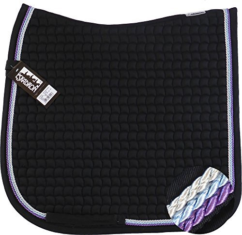 Eskadron Cotton Schabracke Black, 3fach Kordel Lavender,hellblau,silberfarben, Farbe:Black, Größe:Vielseitigkeit