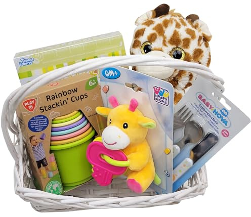 Geschenkkorb Welcome Baby Geschenk Unisex zur Geburt oder Taufe (Mittel)