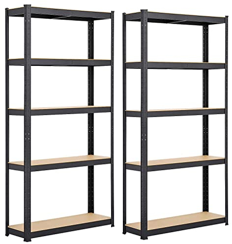 Yaheetech 2er Set schwerlastregal 180x90x30cm pulverbeschichtet Kellerregal 5 Böden Regalsysteme Lagerregal 875 kg belastbar