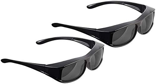PEARL Überbrille Sonnenbrille: 2er-Set Überzieh-Sonnenbrillen Day Vision Pro für Brillenträger (Überbrille für Brillenträger, Sonnenbrille zum drübertragen, Angel)