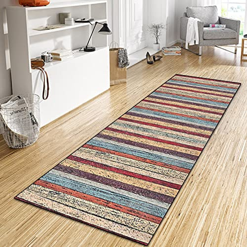 WTHYGB Teppich Läufer Flur Küche 70x200 cm, Modern rutschfest Waschbar Dauerhaft Küchenläufer Flurläufer, Lang Polyester Bunt Muster Teppichläufer für Korridor, Schlafzimmer, Innen Wohnzimmer