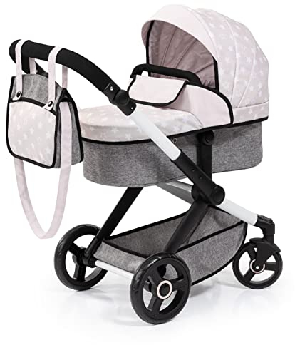 Bayer Design 17031AA Puppenwagen Xeo mit Tasche, höhenverstellbarer Griff, Schwenkschieber, wandelbar als Puppenjogger, bewegliche Vorderräder, integrierter Korb