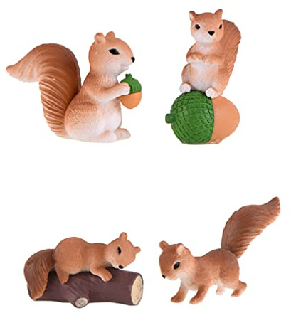 Abaodam 4stücke Eichhörnchen-dekoration Cartoon-tierfiguren Tischdeko Für Zuhause Oder Büro Bastelbedarf Ornamente Für Schlafzimmer Und Wohnzimmer Gelb