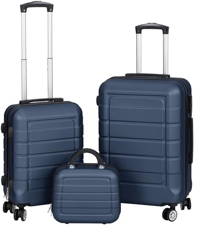 Juego o Set de 3 Maletas de Viaje - 4 ruedas dobles giratorias - Neceser - Maleta de cabina - equipaje de mano - Cerradura TSA - Ligeras - ABS - Resistentes - Asa telescópica