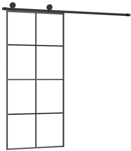 vidaXL Schiebetür mit Beschlag 90x205 cm ESG-Glas & Aluminium