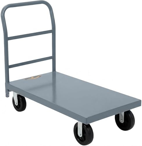 DMC-FPPS 24x48 Heavy Duty Steel Platform Truck, 2200 lbs Load Capacity Flatbed Hand Truck, Flatbed Cart & Platform Cart with 6 Solid Rubber Casters for Warehouse & Material Handling