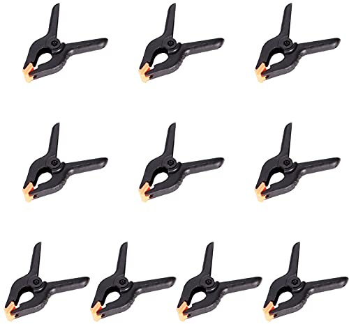 10Pcs Spring Clamps, 3 inch Small Heavy Duty Nylon Spring Clips, Extra Strength Plastic Grip Clips for Photo Studios, Photo Background, Wood Working, Backdrop Mini Clips Quick Grip