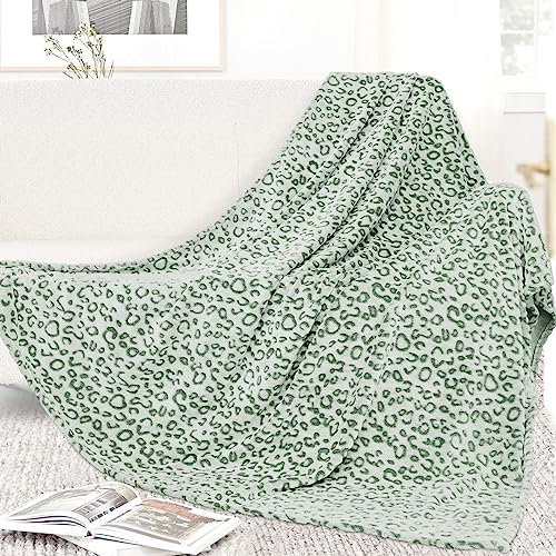 Manta de forro polar tamaño individual, ligera, acogedora, color verde salvia, 152,4 x 203,2 cm, suave y cálida, color verde oliva, decoración del hogar para todas las estaciones, para sofá cama