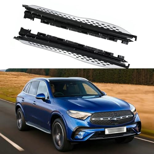 FTAPACCE 2 x Seitentreppen-Trittbretter, Nerf-Stangen, Seitenpedale, passend für Mercedes Benz GLC 300 X254 2023 2024, Aluminium, Silber