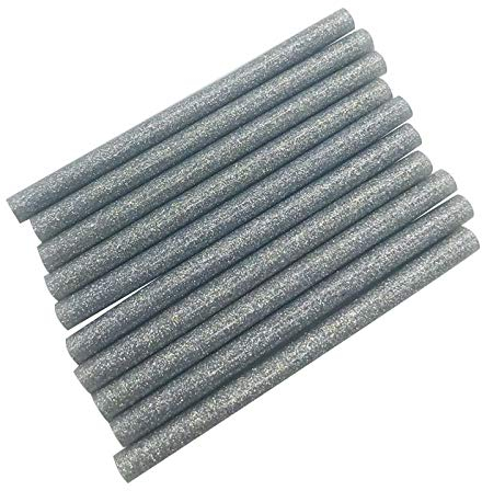 Klebepistolen-Sticks, Heißklebepistolen-Sticks, Klebepistolen-Sticks, 7 x 100 mm, silberfarbener Glitzer, Heißklebe-Klebestifte for Klebepistolen, Bastelarbeiten, Handyhüllen, Alben, Reparaturzubehör,