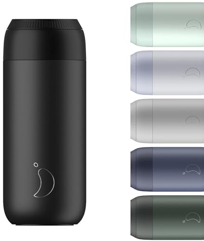 Chilly's Serie 2 Isolierter Kaffebecher - Doppelwandige Tasse mit Deckel - BPA-Freier Edelstahl - Abyss Black, 500ml | Dichter Verschluss, kein Schwitzen, BPA-frei, wiederverwendbar, doppelwandig, vakuumisoliert
