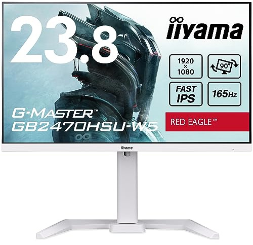 iiyama GB2470HSU-W5 24 Blanco Fast IPS Gaming, G-Master Red Eagle, FreeSync Premium, 1920x1080, 165Hz, 250cd/m², 1100:1, HDMI, DisplayPort, 0,8ms (MPRT), Altavoces, USB-HUB (2X 2.0), Black Tuner