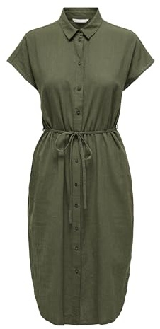 ONLY Onltizana Neri Cotton S/S Dress Wvn Noos Abito Midi da Donna, Verde, S
