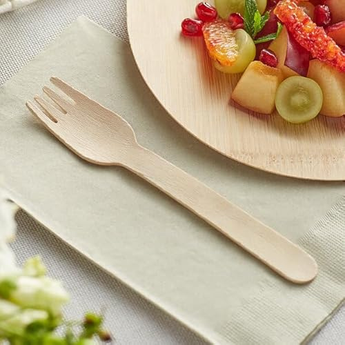 HOT BARGAINS 100 x Wooden Forks 16cm | Disposable Cutlery Set | Biodegradable, Compostable & Plastic-Free Utensils | Ideal for Wedding, Party, BBQ, Picnic, Catering & Event Use (100pcs X Fork)