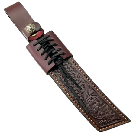 Aibote Leather Embossed Katana Knife Sheath Fixed Blade Knife Holster EDC Scabbard Holder Case with Belt Loop
