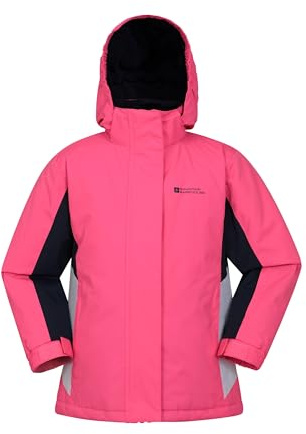 Mountain Warehouse Honey Kids Ski Jacket - Snowproof, Fleece Lined Snow Coat with Hood - Boys and Girls Winter Warm Skiing, Snowboarding & Outdoors Light Pink Kids Size 5-6 Years